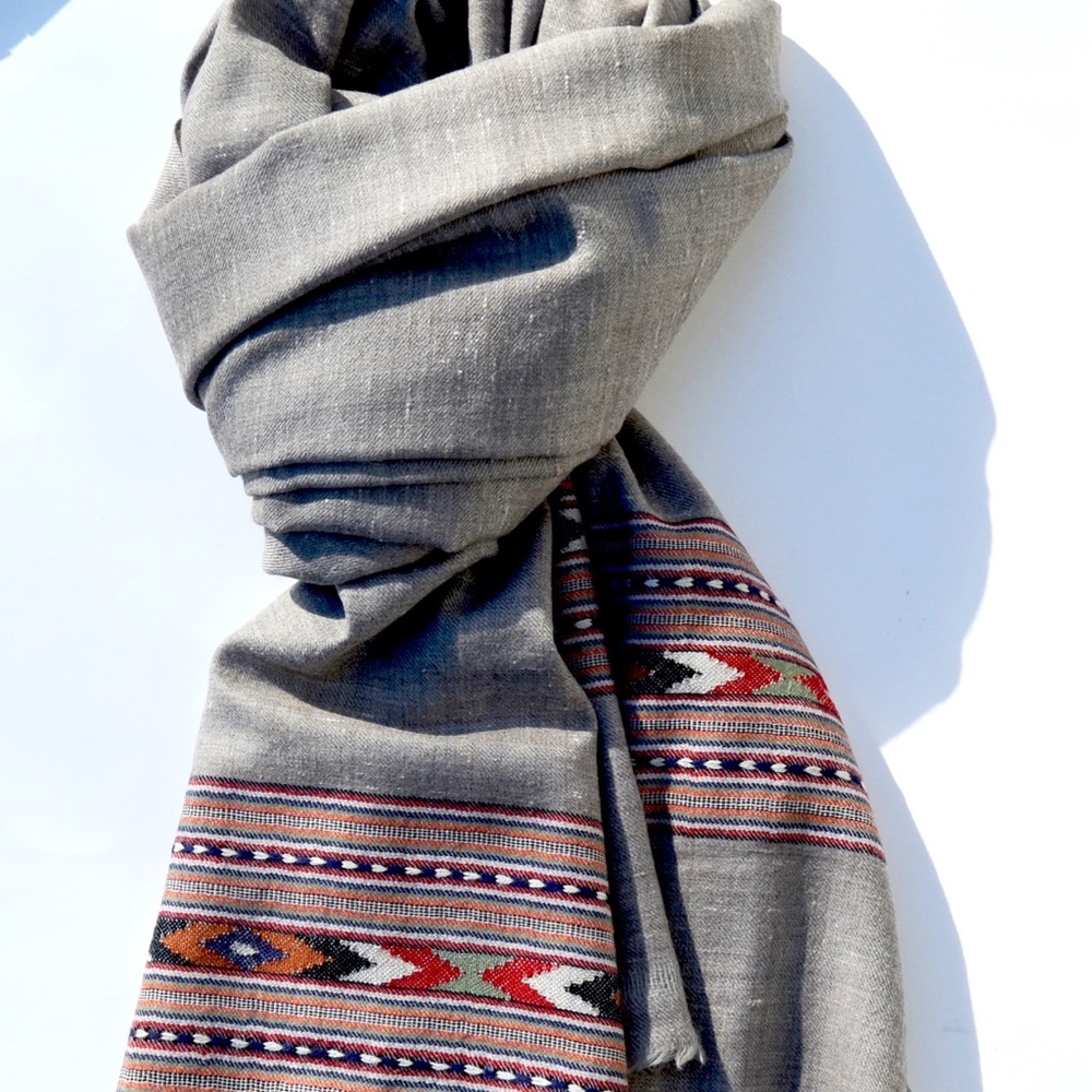 Grey Wollen Scarf and wrap. Hand woven Shawl